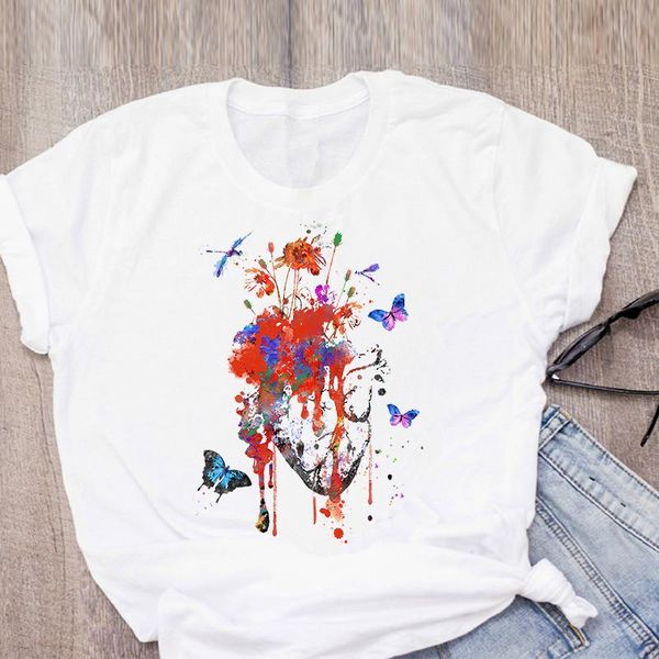 women's t-shirt 6real heart flower graphic printing t shirt women short sleeve leisure tees casual female shirts tumblr streetwear, White
women's t-shirt 6real heart flower graphic printing t shirt women short sleeve leisure tees casual female shirts tumblr streetwear, White