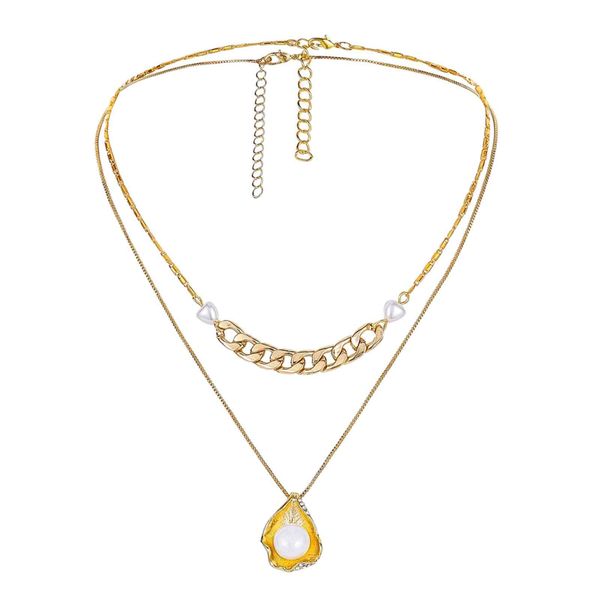 selling fashion stainls steel double layer gold shell pearl pendant chain splicing exquisite gold necklace, Silver
selling fashion stainls steel double layer gold shell pearl pendant chain splicing exquisite gold necklace, Silver