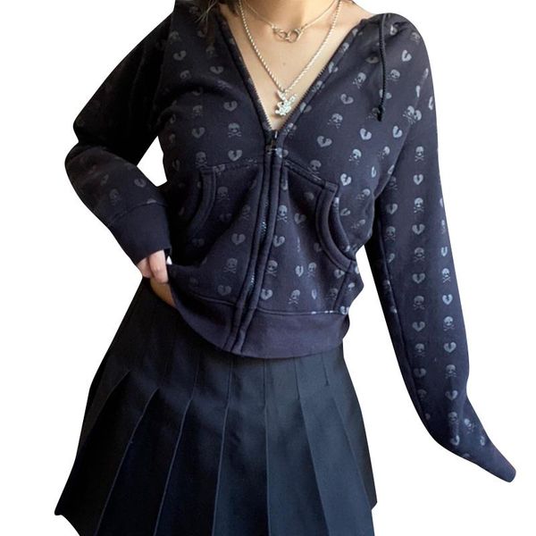 women's hoodies & sweatshirts -sale casual women loose style hooded jacket, black skull and heart printed pattern zipper closure coat w
women's hoodies & sweatshirts -sale casual women loose style hooded jacket, black skull and heart printed pattern zipper closure coat w