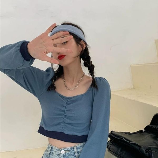 women's t-shirt crop short square neck long puff sleeve 2021 spring korean style slim bottom shirt, White
women's t-shirt crop short square neck long puff sleeve 2021 spring korean style slim bottom shirt, White