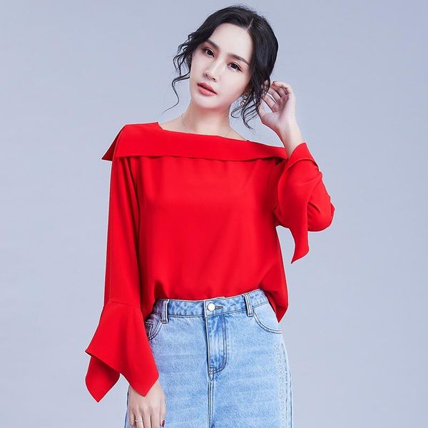 blouse shirt chic 2021 korean fashion woman clothing asymmetric bell sleeve womens and blouses unique dd2135 women's & shirts, White
blouse shirt chic 2021 korean fashion woman clothing asymmetric bell sleeve womens and blouses unique dd2135 women's & shirts, White