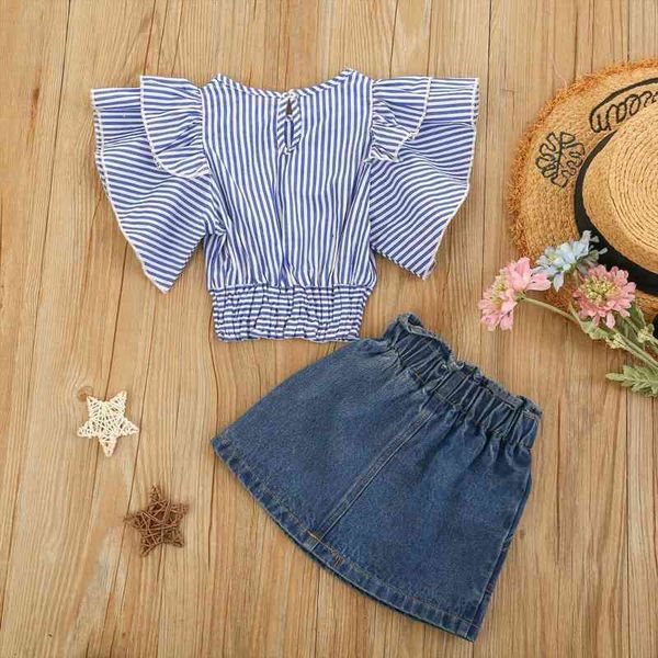 spring summer kids baby girls fashion 2-piece outfit set fly sleeve striped denim skirt 2-7years, White
spring summer kids baby girls fashion 2-piece outfit set fly sleeve striped denim skirt 2-7years, White