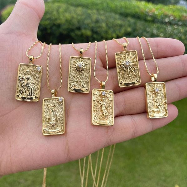chains vintage tarot cards necklaces for women man kabala symbols zircon square necklace punk sun and moon pendant jewelry gifts, Silver
chains vintage tarot cards necklaces for women man kabala symbols zircon square necklace punk sun and moon pendant jewelry gifts, Silver