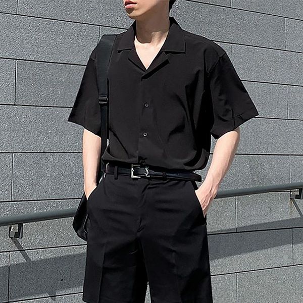 men's casual shirts korean style loose short-sleeved shirt summer trend drape iron 5 five-point middle-sleeved black and white, White;black
men's casual shirts korean style loose short-sleeved shirt summer trend drape iron 5 five-point middle-sleeved black and white, White;black