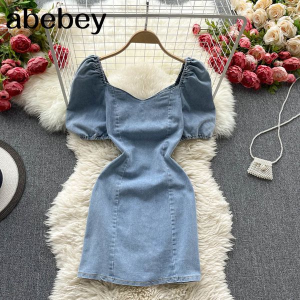 women design korean dress elegant v neck denim slim party es summer 210512, Black;gray
women design korean dress elegant v neck denim slim party es summer 210512, Black;gray