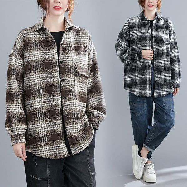 women's wool & blends plus size fat mm autumn and winter clothes thick plaid long-sleeved age-reducing jacket coat, Black
women's wool & blends plus size fat mm autumn and winter clothes thick plaid long-sleeved age-reducing jacket coat, Black