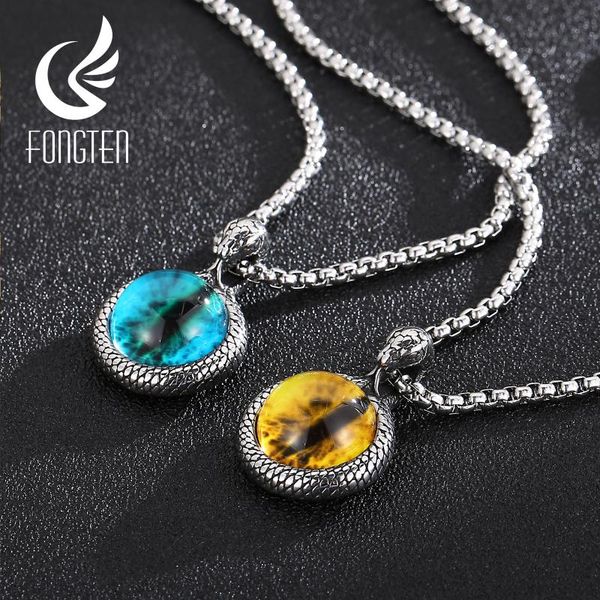 pendant necklaces fongten retro blue yellow cat dragon eyes necklace for men snake chain charm animal eye round gem halloween gifts, Silver
pendant necklaces fongten retro blue yellow cat dragon eyes necklace for men snake chain charm animal eye round gem halloween gifts, Silver