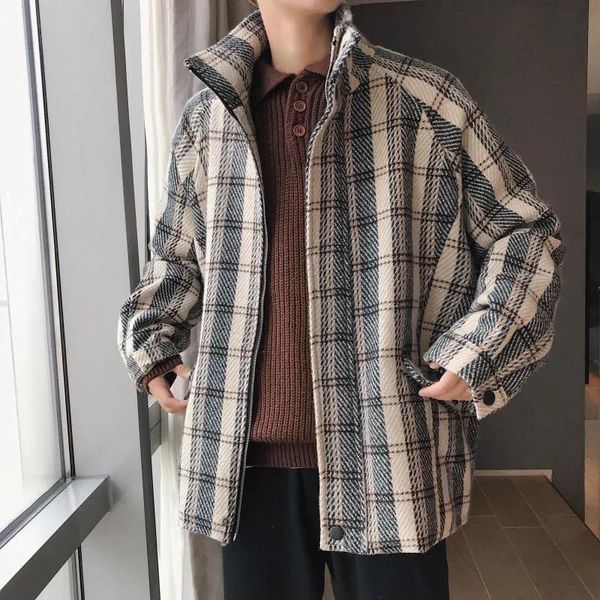 men's wool & blends woolen coat spring autumn loose casual jaqueta masculina vintage plaid jacket zipper pocket overcoat ropa de hombr, Black
men's wool & blends woolen coat spring autumn loose casual jaqueta masculina vintage plaid jacket zipper pocket overcoat ropa de hombr, Black