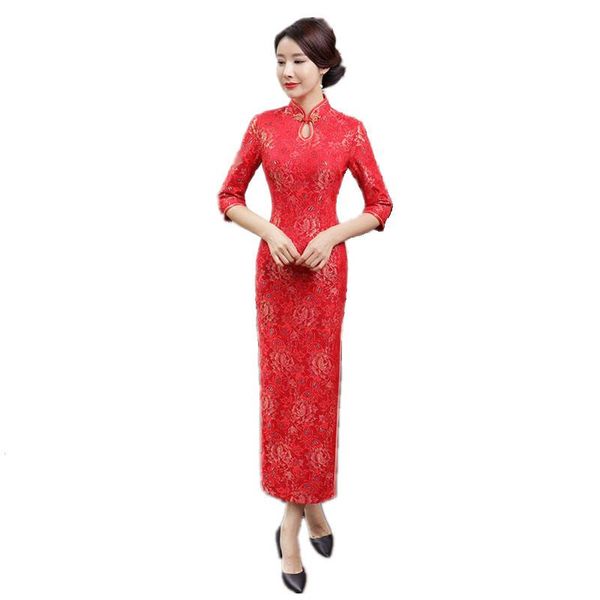 shanghai story 3/4 sleeve long lace qipaofor women keyhole velvet cheongsam chinese traditional dress oriental ethnic clothing, Red
shanghai story 3/4 sleeve long lace qipaofor women keyhole velvet cheongsam chinese traditional dress oriental ethnic clothing, Red