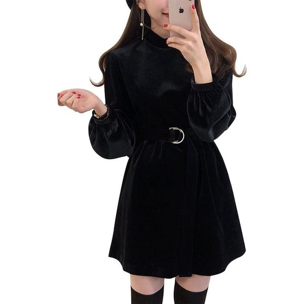 autumn and winter fashion loose wild half high collar solid color lantern sleeve waist slimming dress female c450 casual dresses, Black;gray
autumn and winter fashion loose wild half high collar solid color lantern sleeve waist slimming dress female c450 casual dresses, Black;gray