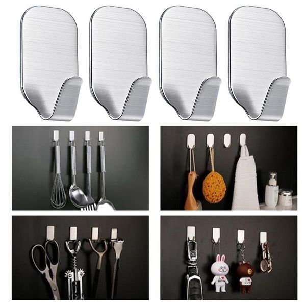 hooks & rails 4pcs 304 stainless steel sticky strong adhesive hook wall door hanger key rack garage bathroom kitchen organizer 
hooks & rails 4pcs 304 stainless steel sticky strong adhesive hook wall door hanger key rack garage bathroom kitchen organizer