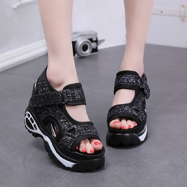 sandals women's summer thick-bottomed wee heel muffin casual roman high-heeled sandals, Black
sandals women's summer thick-bottomed wee heel muffin casual roman high-heeled sandals, Black
