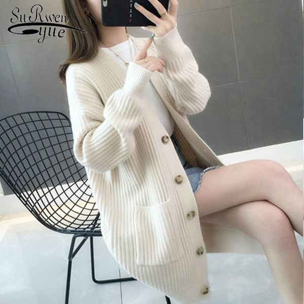 autumn/winter fashion women cardigans casual solid long cardigan sleeve button sweater 5784 50 210427, White
autumn/winter fashion women cardigans casual solid long cardigan sleeve button sweater 5784 50 210427, White
