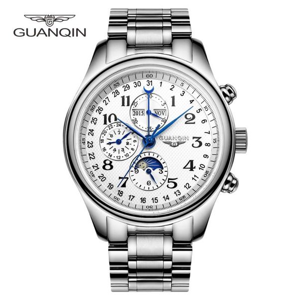 wristwatches guanqin 2021 automatic watch for men mechanical tourbillon stainless steel sport waterproof date clock reloj hombre, Slivery;brown
wristwatches guanqin 2021 automatic watch for men mechanical tourbillon stainless steel sport waterproof date clock reloj hombre, Slivery;brown