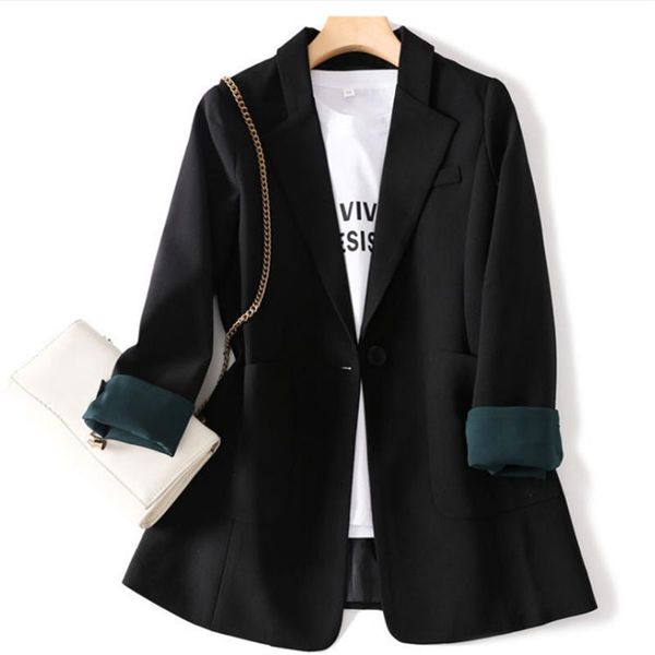 women's suits & blazers spring nice fashion solid color lapel blazer women elegant vintage casual loose temperament coat tide, White;black
women's suits & blazers spring nice fashion solid color lapel blazer women elegant vintage casual loose temperament coat tide, White;black