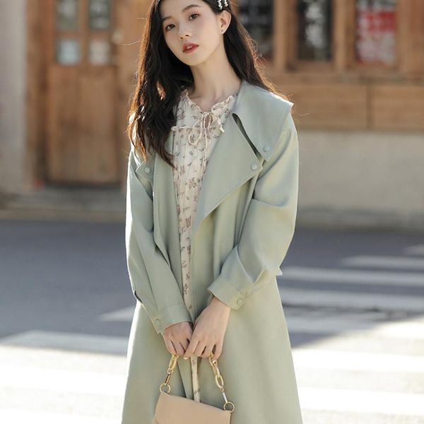 women's trench coats green coat spring and autumn high-end atmosphere british style windbreaker mid-length tailored collar, Tan;black
women's trench coats green coat spring and autumn high-end atmosphere british style windbreaker mid-length tailored collar, Tan;black