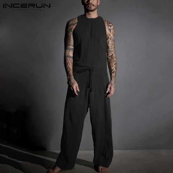 fashion men sleeveless zipper jumpsuits solid color wide leg rompers cozy cotton drawstring man vintage bib pants s-5xl incerun7 men's, Black
fashion men sleeveless zipper jumpsuits solid color wide leg rompers cozy cotton drawstring man vintage bib pants s-5xl incerun7 men's, Black