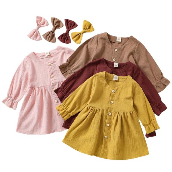 girl's dresses toddler baby girl sets casual outfit single breasted solid color long sleeves v neck dress + bow hair clip clothing, Red;yellow
girl's dresses toddler baby girl sets casual outfit single breasted solid color long sleeves v neck dress + bow hair clip clothing, Red;yellow