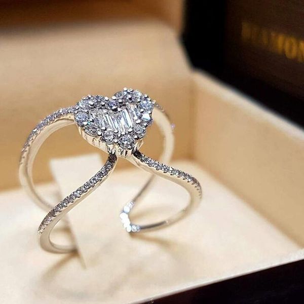 wedding rings creative heart shaped women's zircon engagement double layer rhinestone jewelry, Slivery;golden
wedding rings creative heart shaped women's zircon engagement double layer rhinestone jewelry, Slivery;golden