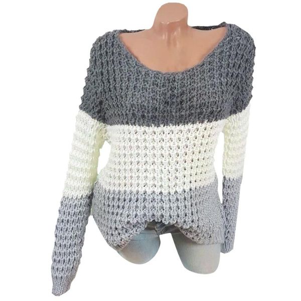 women's sweaters ladies sweater blouse trend color matching casual sweet round neck hollow out knitted shirt autumn plus size outwear, White;black
women's sweaters ladies sweater blouse trend color matching casual sweet round neck hollow out knitted shirt autumn plus size outwear, White;black