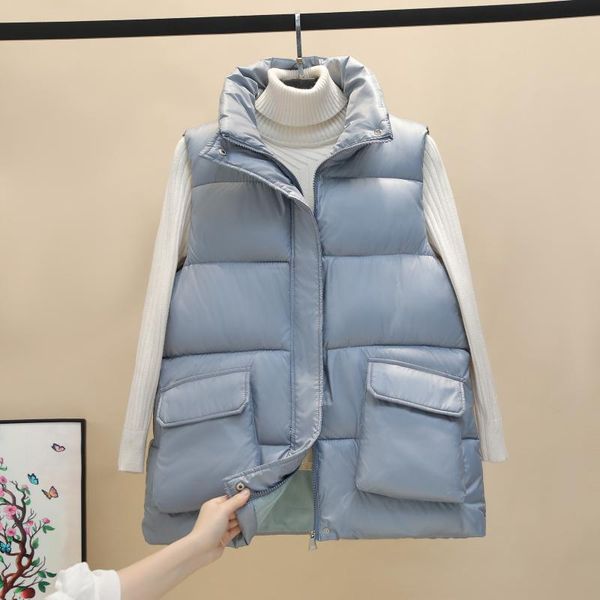 women's vests solid color stand collar loose pocket cotton winter warm coats inside and outside parkas, Black;white
women's vests solid color stand collar loose pocket cotton winter warm coats inside and outside parkas, Black;white