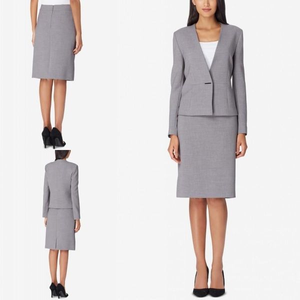 two piece dress professional office lady suits slim fit long sleeve deep v neck custom made blazer el restaurant work causal 2 pieces set, White
two piece dress professional office lady suits slim fit long sleeve deep v neck custom made blazer el restaurant work causal 2 pieces set, White