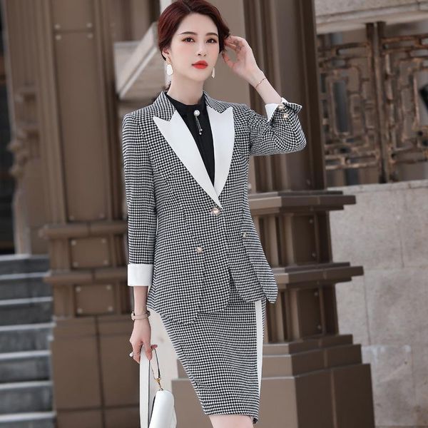 business suit for women skirt winter single breasted elegant plaid full sleeve jacket midi two piece set dress, White
business suit for women skirt winter single breasted elegant plaid full sleeve jacket midi two piece set dress, White