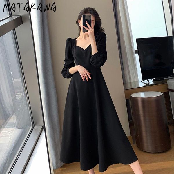 casual dresses matakawa for women autumn black long sleeve square collar dress vintage fashion robe elegant slim hepburn vestidos, Black;gray
casual dresses matakawa for women autumn black long sleeve square collar dress vintage fashion robe elegant slim hepburn vestidos, Black;gray