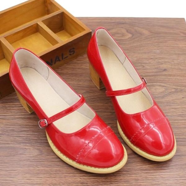 dress shoes brands button mary jane thick heel round toe shallow mouth plus size 33-43 red patent leather wedding, Black
dress shoes brands button mary jane thick heel round toe shallow mouth plus size 33-43 red patent leather wedding, Black
