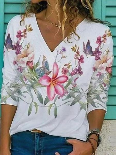 women's blouses & shirts elegant v-neck women spring autumn fashion long sleeve pullover vintage floral print lady blouse plus size 5x, White
women's blouses & shirts elegant v-neck women spring autumn fashion long sleeve pullover vintage floral print lady blouse plus size 5x, White