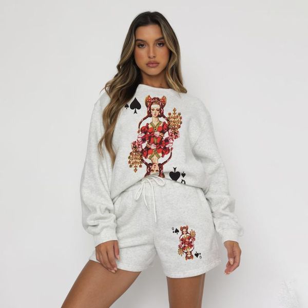 women's tracksuits 2021 leisure fashion street personalized trend comfortable printed long sleeve shorts two piece set, Gray
women's tracksuits 2021 leisure fashion street personalized trend comfortable printed long sleeve shorts two piece set, Gray