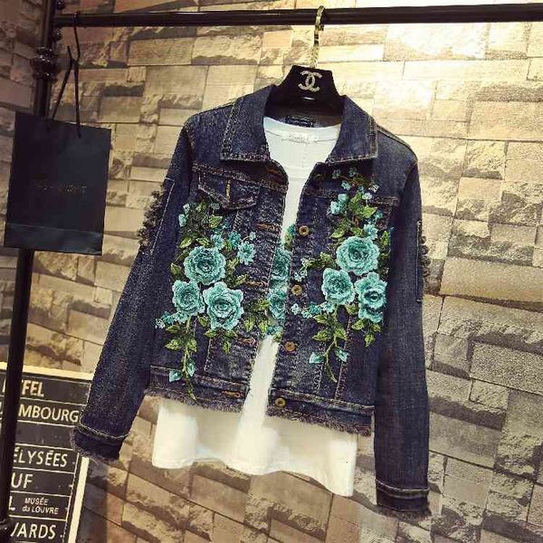 women's jackets short jacket embroidered long sleeve, female sleeve with holes in jeans, dark green flower, autumn and spring puwq, Black;brown
women's jackets short jacket embroidered long sleeve, female sleeve with holes in jeans, dark green flower, autumn and spring puwq, Black;brown