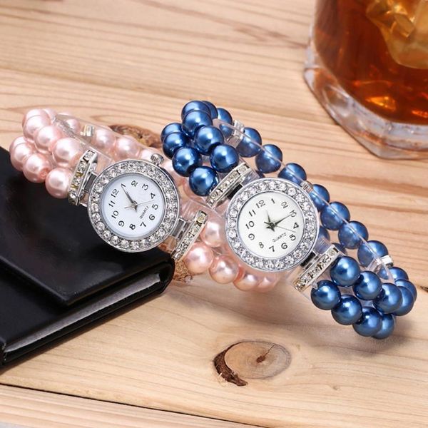 wristwatches women's watch pearl string bracelet watches ladies fashion crystal quartz-watch female wristwatch clock relogio feminino, Slivery;brown 
wristwatches women's watch pearl string bracelet watches ladies fashion crystal quartz-watch female wristwatch clock relogio feminino, Slivery;brown
