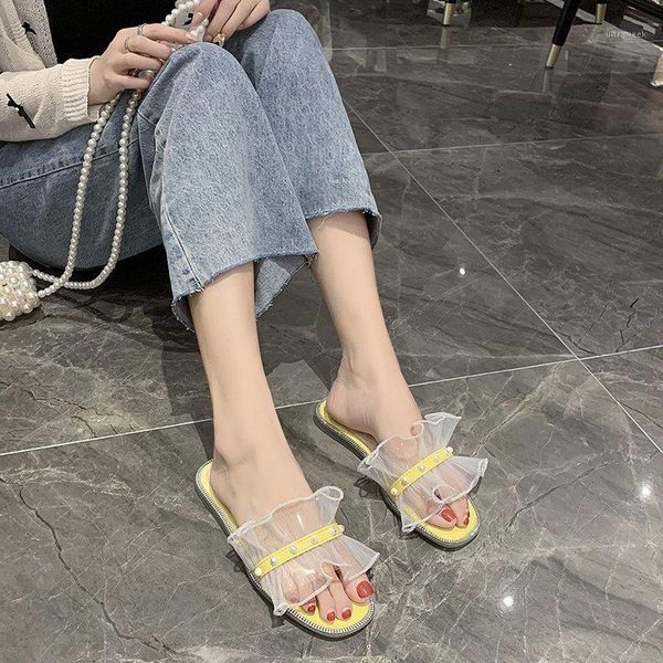 slippers pvc flat women pearl ruffle open toe slides summer soft sole transparent candy colors beach 20211, Black
slippers pvc flat women pearl ruffle open toe slides summer soft sole transparent candy colors beach 20211, Black