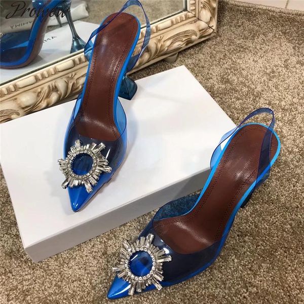 prowow jelly shoes transparent pvc high heels pumps clear women party stilettos crystal gladiator sandals dress, Black
