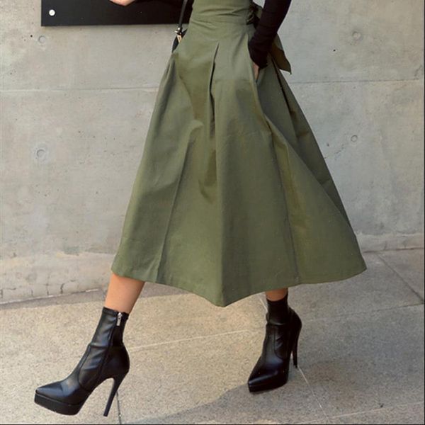 yamdi women skirt kroean solid green high waist slim office lady chic runway spring autumn long woman, Black
yamdi women skirt kroean solid green high waist slim office lady chic runway spring autumn long woman, Black