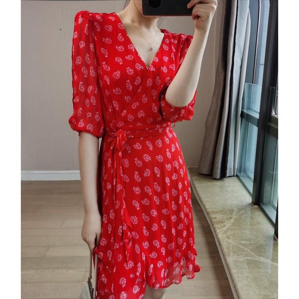 casual dresses women dress 2021 spring and summer red v-neck vintage print lace-up viscose, Black;gray
casual dresses women dress 2021 spring and summer red v-neck vintage print lace-up viscose, Black;gray