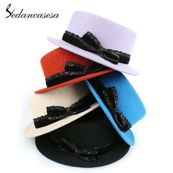 stingy brim hats sedancasesa vintage fashion wool women's lady hat trendy bowler fedoras billycock wide handmade bowknot, Blue;gray
stingy brim hats sedancasesa vintage fashion wool women's lady hat trendy bowler fedoras billycock wide handmade bowknot, Blue;gray