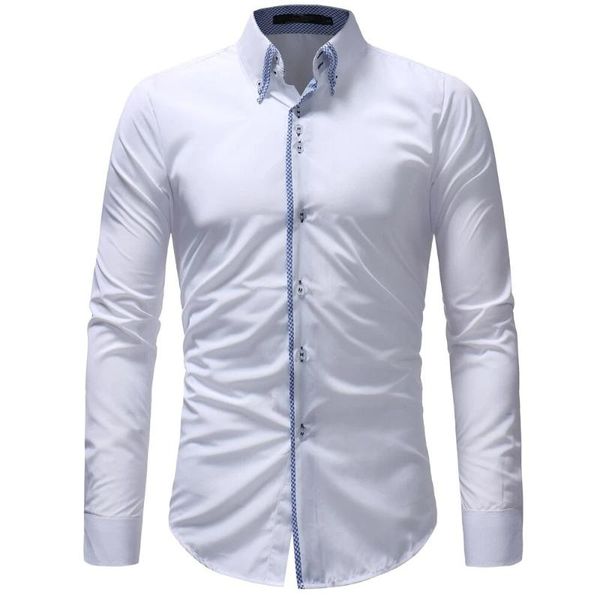 men's casual shirt slim fit long sleeved business formal shirts classic button-down collar fashion contrast print hem clothing, White;black
men's casual shirt slim fit long sleeved business formal shirts classic button-down collar fashion contrast print hem clothing, White;black