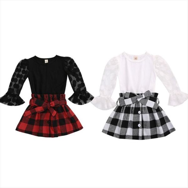 kids baby girl mesh long sleeve shirt plaid skirt, stitching decoration flared sleeves spring autumn clothing, White
kids baby girl mesh long sleeve shirt plaid skirt, stitching decoration flared sleeves spring autumn clothing, White