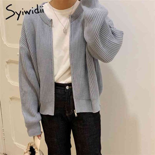 blue sweater women zipper knitted ribbed cardigans solid korean coats long sleeve loose autumn winter 210607, White;black
blue sweater women zipper knitted ribbed cardigans solid korean coats long sleeve loose autumn winter 210607, White;black