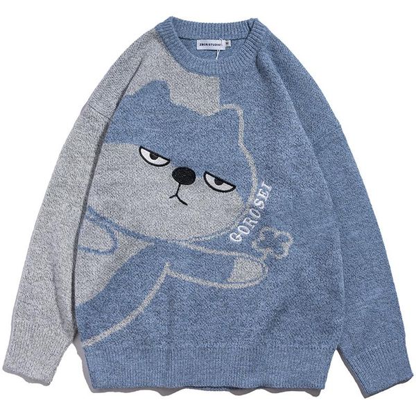 men's sweaters men hip hop harajuku knitted sweater japanese style cartoon bear loose 2021 winter vintage fashion pullover knitwear, White;black
men's sweaters men hip hop harajuku knitted sweater japanese style cartoon bear loose 2021 winter vintage fashion pullover knitwear, White;black