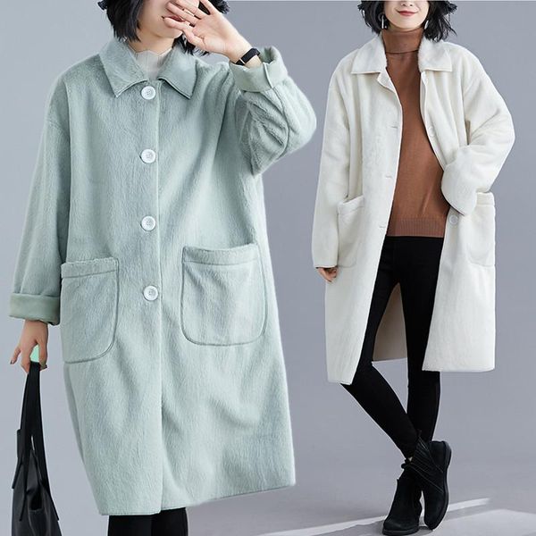 women's wool & blends big size autumn winter women fashion solid color outerwear ladies female plus large long woolen loose false fur, Black
women's wool & blends big size autumn winter women fashion solid color outerwear ladies female plus large long woolen loose false fur, Black
