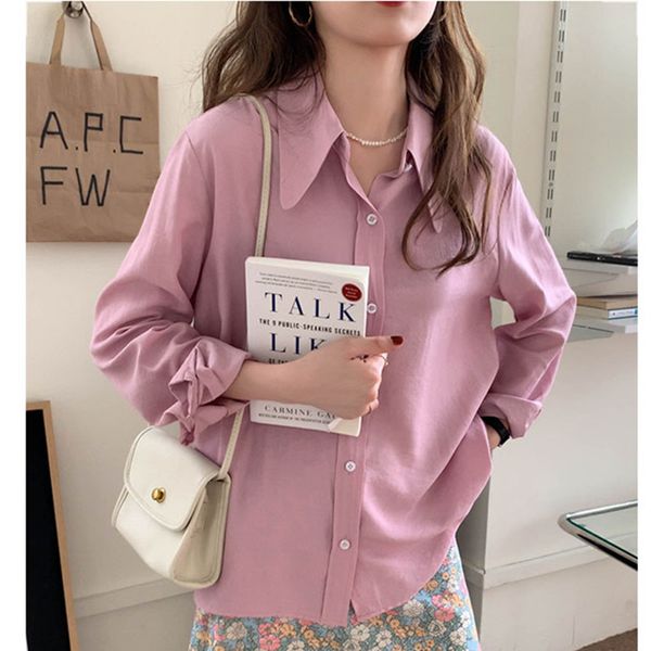 6colors 2021 spring autumn womens blouse korean chic style soild color shirt women outwear long sleeve (x1848, White
6colors 2021 spring autumn womens blouse korean chic style soild color shirt women outwear long sleeve (x1848, White