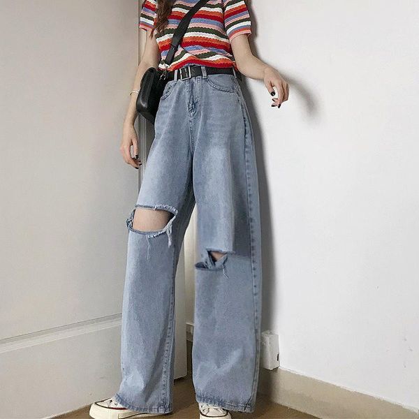 women's jeans cgc 2021 fashion high waist women wide leg comfort denim pant casual loose hole washed female boyfriend trouse, Blue
women's jeans cgc 2021 fashion high waist women wide leg comfort denim pant casual loose hole washed female boyfriend trouse, Blue