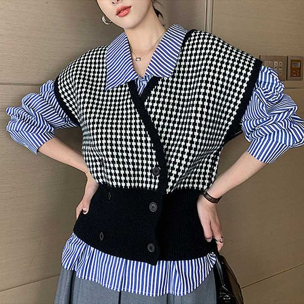 women's vests streetwear houndstooth sweater vest women 2021 autumn winter v neck knited double breasted sleeveless jacket gilet femme, Black;white
women's vests streetwear houndstooth sweater vest women 2021 autumn winter v neck knited double breasted sleeveless jacket gilet femme, Black;white
