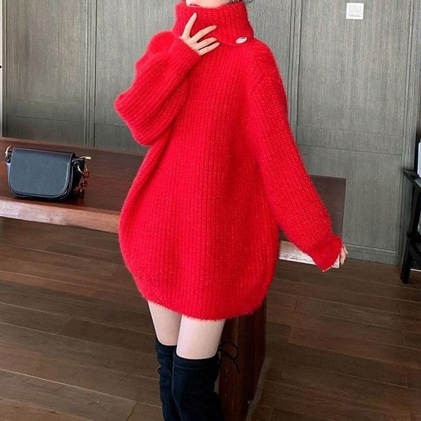 women's sweaters autumn winter women oversize turtleneck thick knitting red sweater female long sleeves casual jumpers pullovers, White;black
women's sweaters autumn winter women oversize turtleneck thick knitting red sweater female long sleeves casual jumpers pullovers, White;black