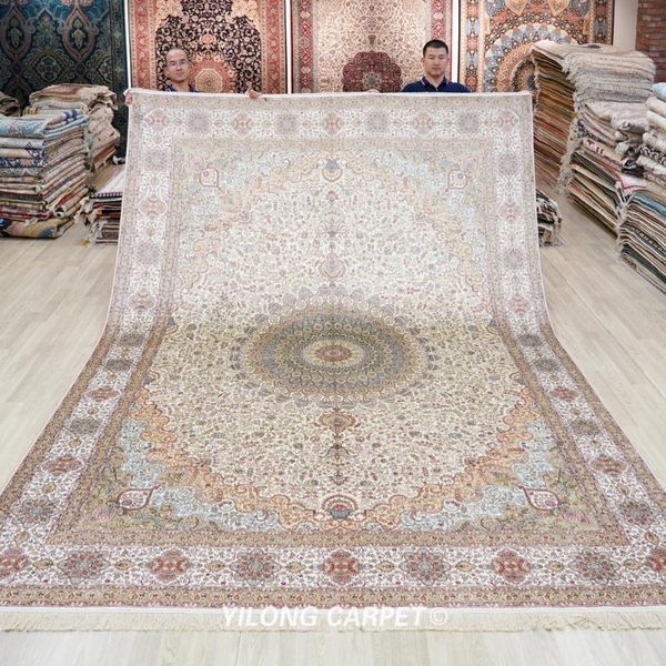 carpets 9'x12' oriental silk rug hand knotted antique white and yellow persian carpet (lh167a)
carpets 9'x12' oriental silk rug hand knotted antique white and yellow persian carpet (lh167a)