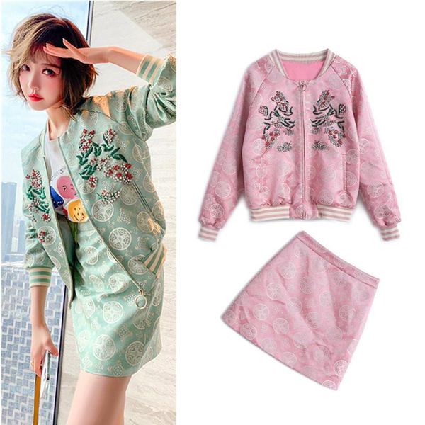 two piece dress women's spring and autumn dobby beaded sequined baseball flower jacket coat sportswear mini skirt suit two-piece ns991, White
two piece dress women's spring and autumn dobby beaded sequined baseball flower jacket coat sportswear mini skirt suit two-piece ns991, White