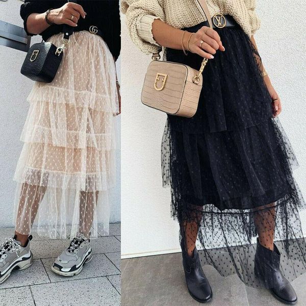skirts women high waist ruffle mesh tutu maxi skirt gauze see through tulle lace floral gothic long dot, Black
skirts women high waist ruffle mesh tutu maxi skirt gauze see through tulle lace floral gothic long dot, Black